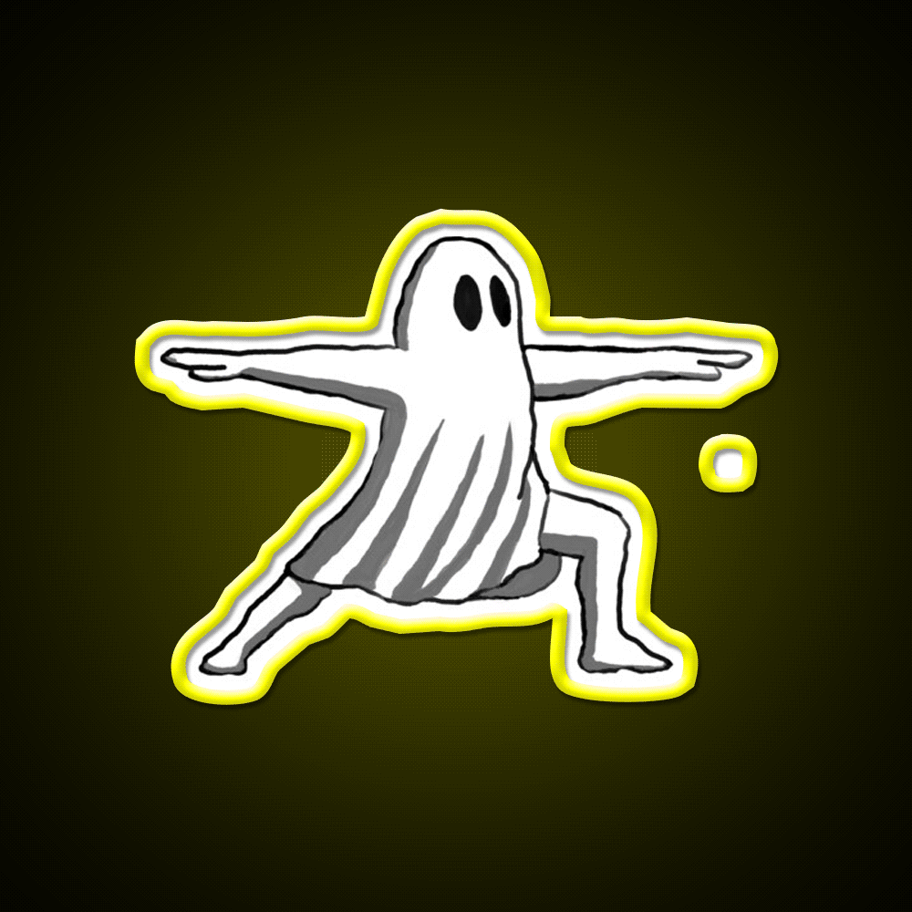 Ghost In Warrior Ii Pose Ghost Yoga Led Neon Sign Rgb Color