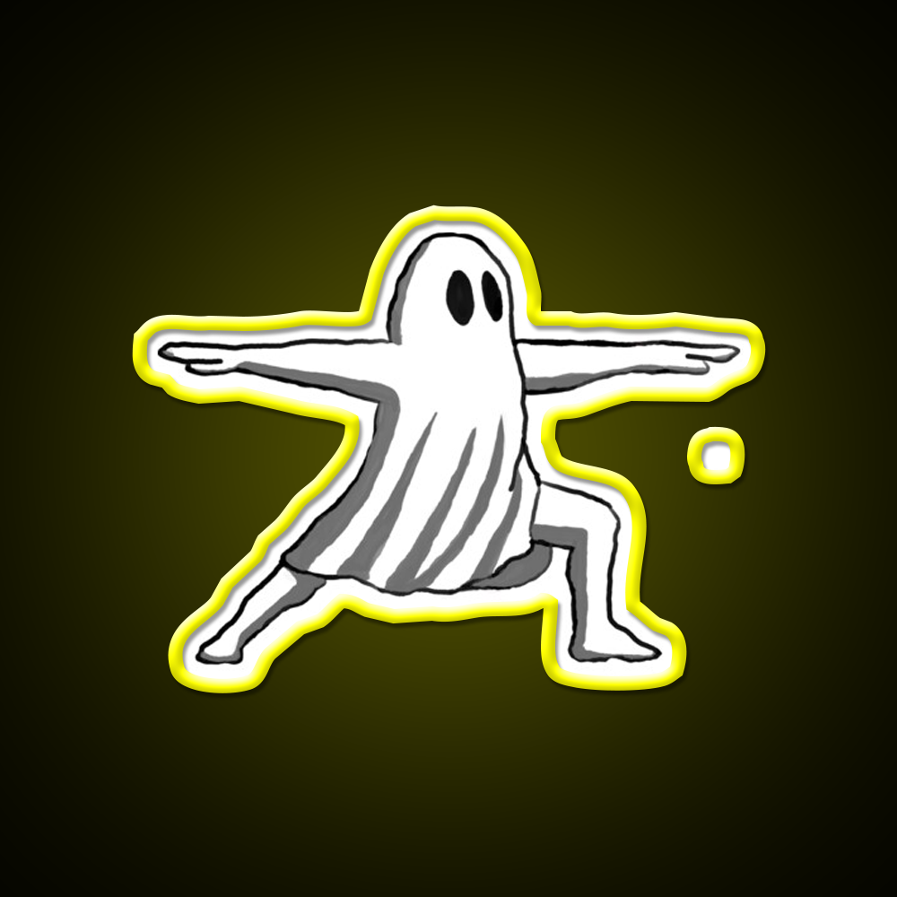 Ghost In Warrior Ii Pose Ghost Yoga Led Neon Sign Rgb Color