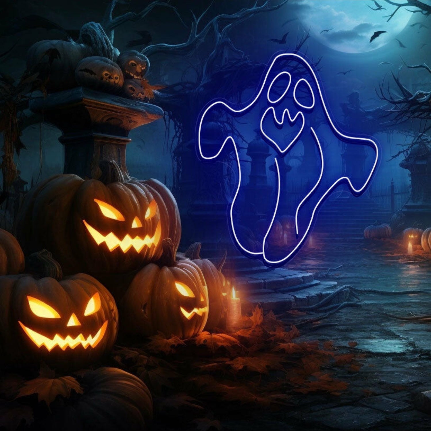 Ghost Neon Sign Halloween Holiday Party Wall | Shineneon