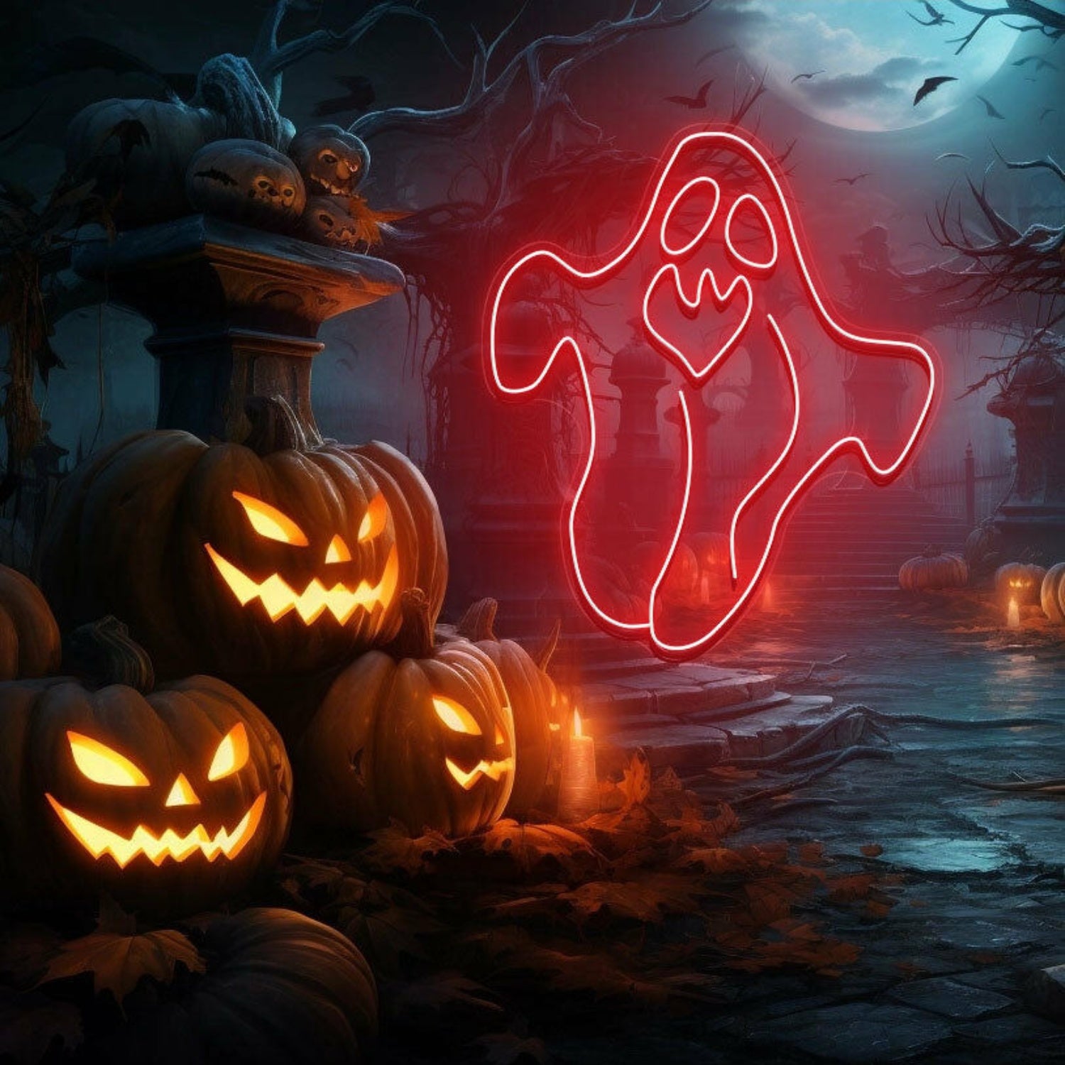 Ghost Neon Sign Halloween Holiday Party Wall | Shineneon