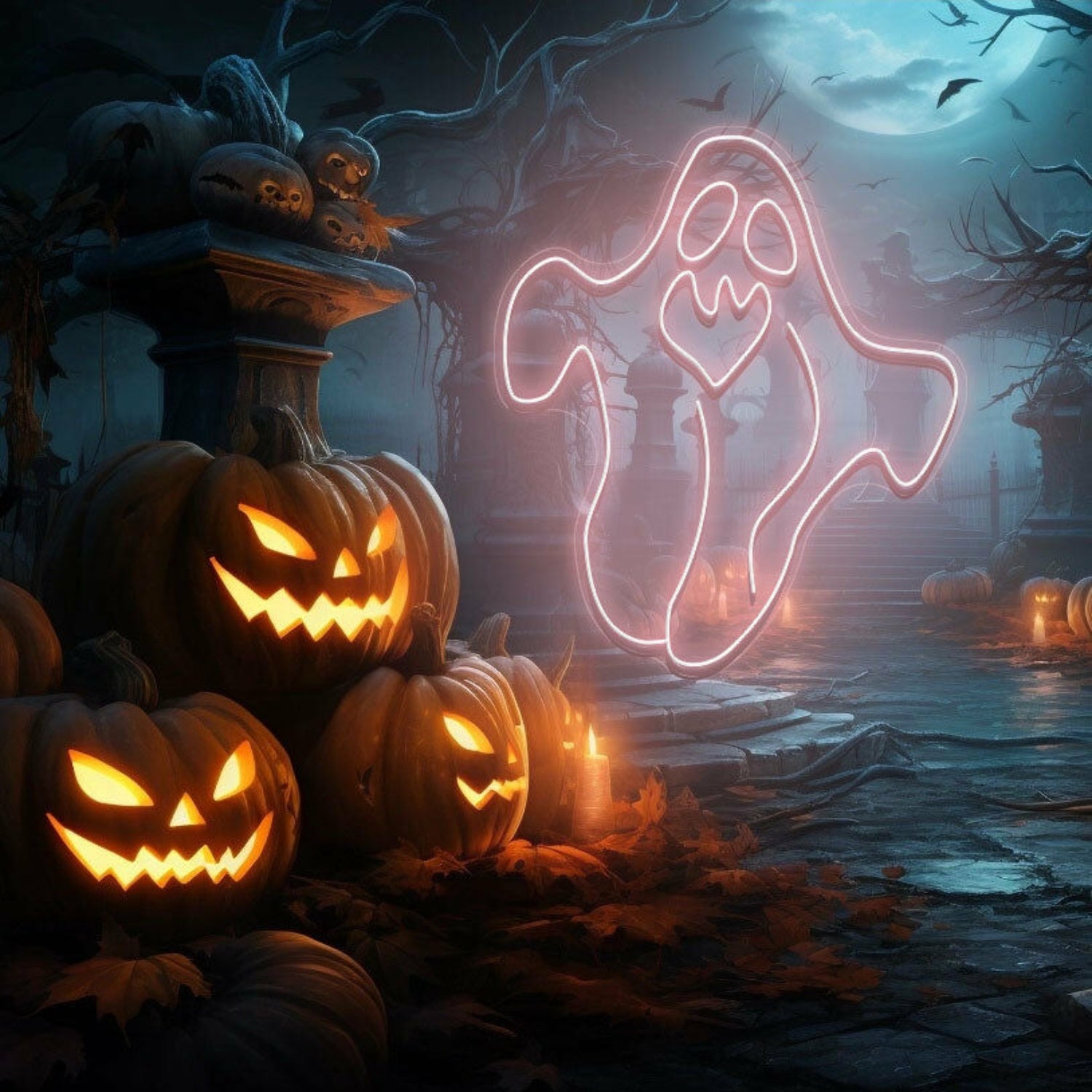 Ghost Neon Sign Halloween Holiday Party Wall | Shineneon