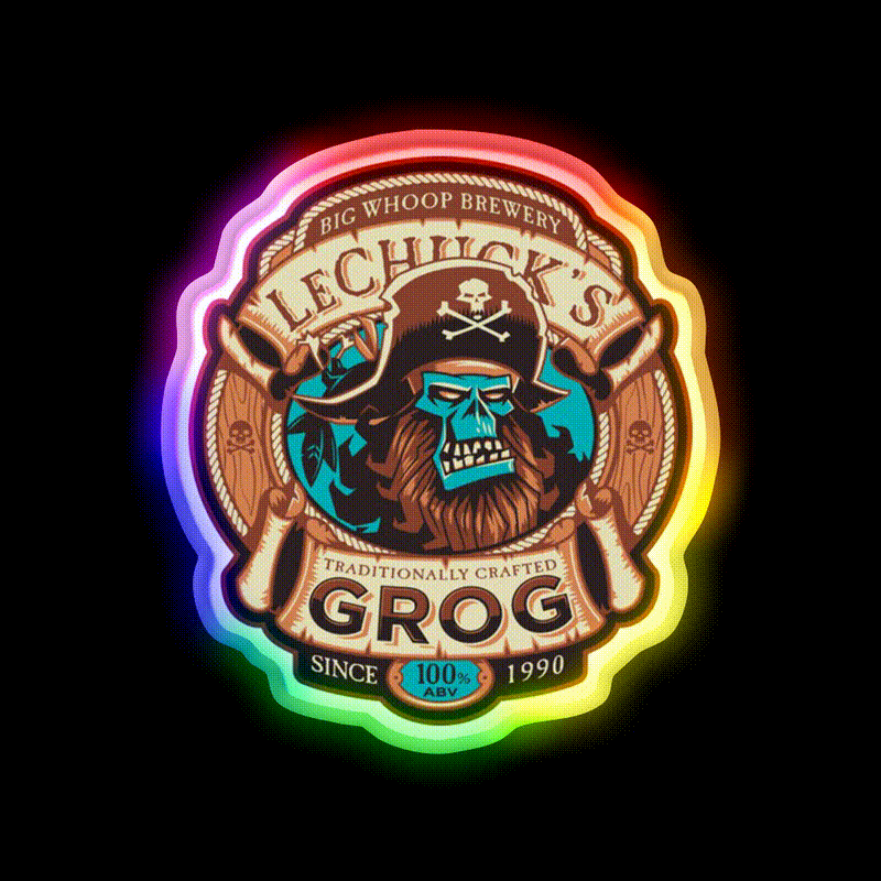 Ghost Pirate Grog Craft Beer Gamer Beer Bar Decor Led Neon Sign Rgb Color
