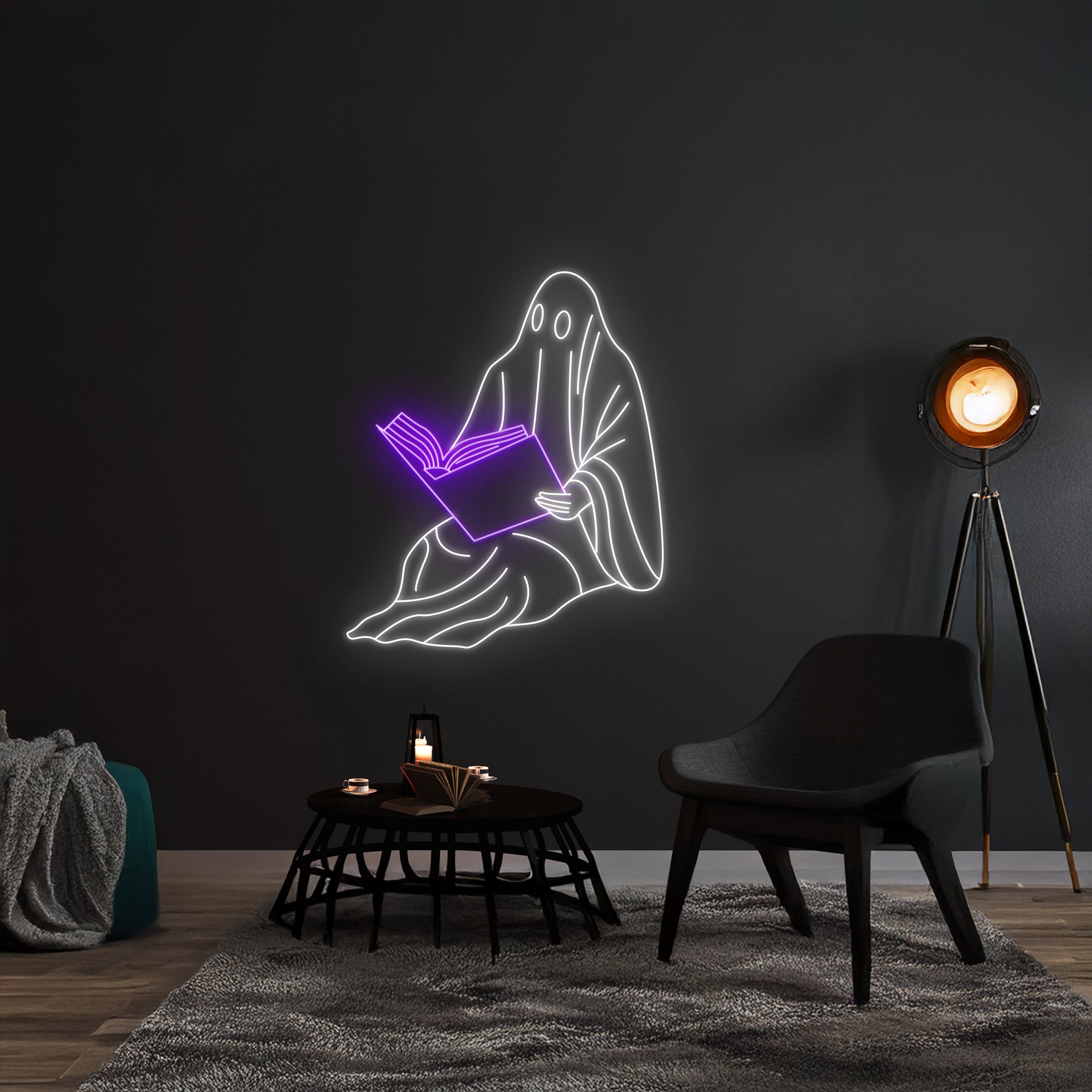 Ghost Reads Book Neon Sign | Shineneon