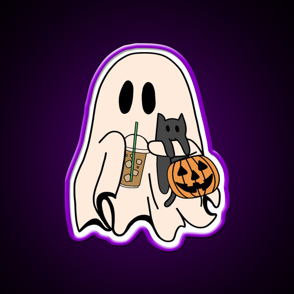 Ghost Vibes Cafe Led Neon Sign Espresso Bar Art Rgb Color