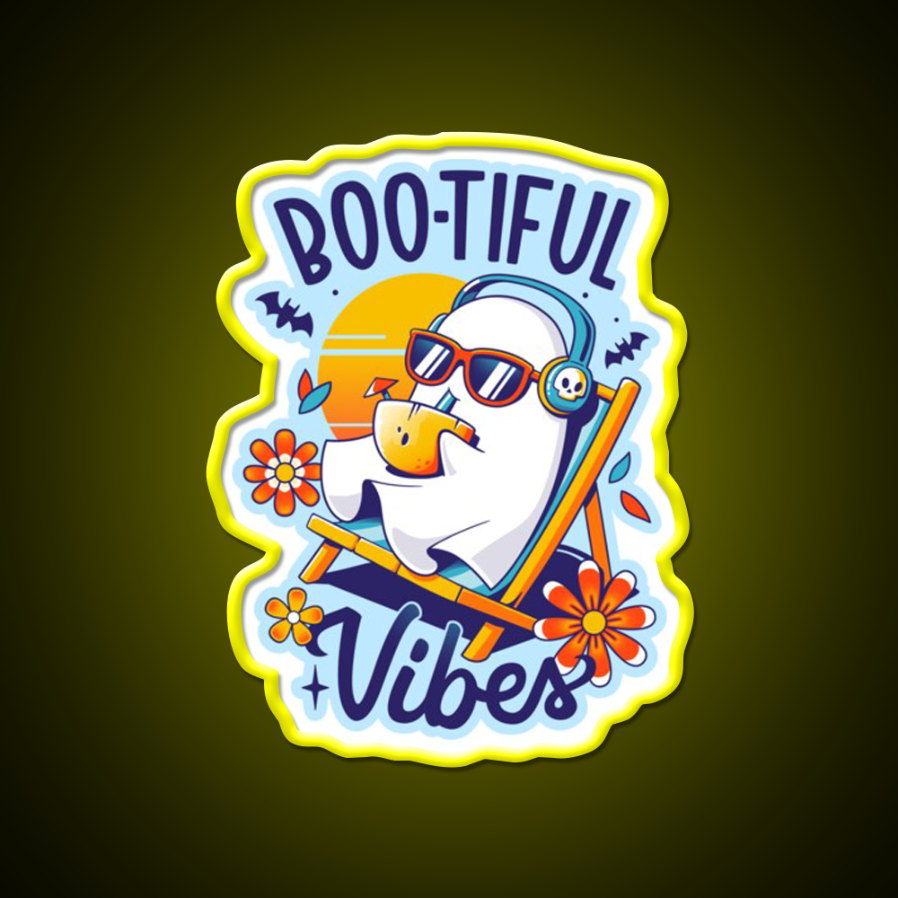 Ghostly Summer Vibes Spooky Ghost Cocktail Bar Decor Led Neon Sign Rgb Color - LED neon sign view 7