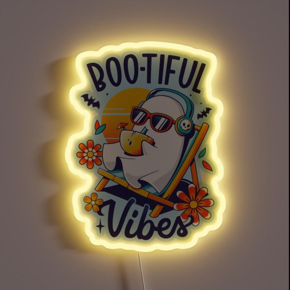 Ghostly Summer Vibes Spooky Ghost Rgb Led Neon Sign