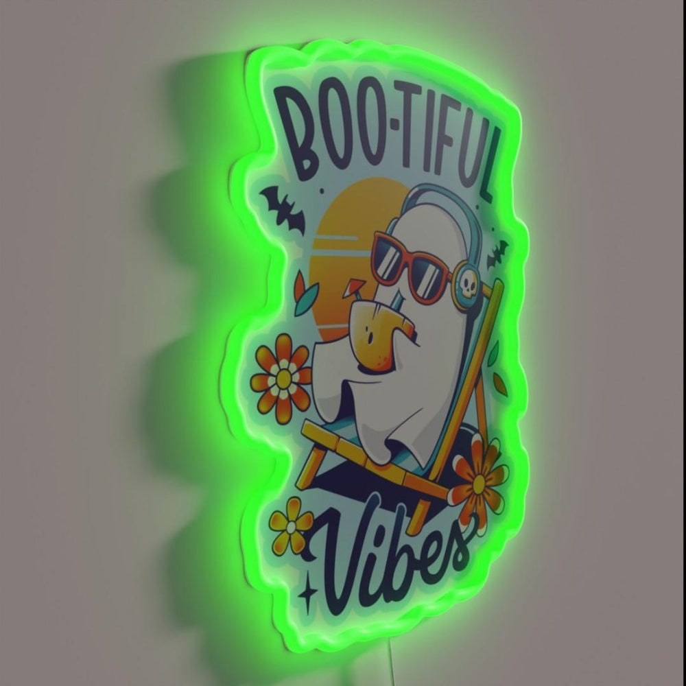 Ghostly Summer Vibes Spooky Ghost Rgb Led Neon Sign