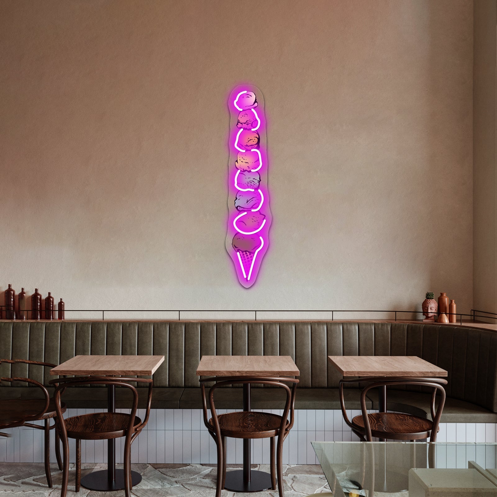Giant Rainbow Ice Cream Cone Single Artwork Neon Led Signs - Shineneon