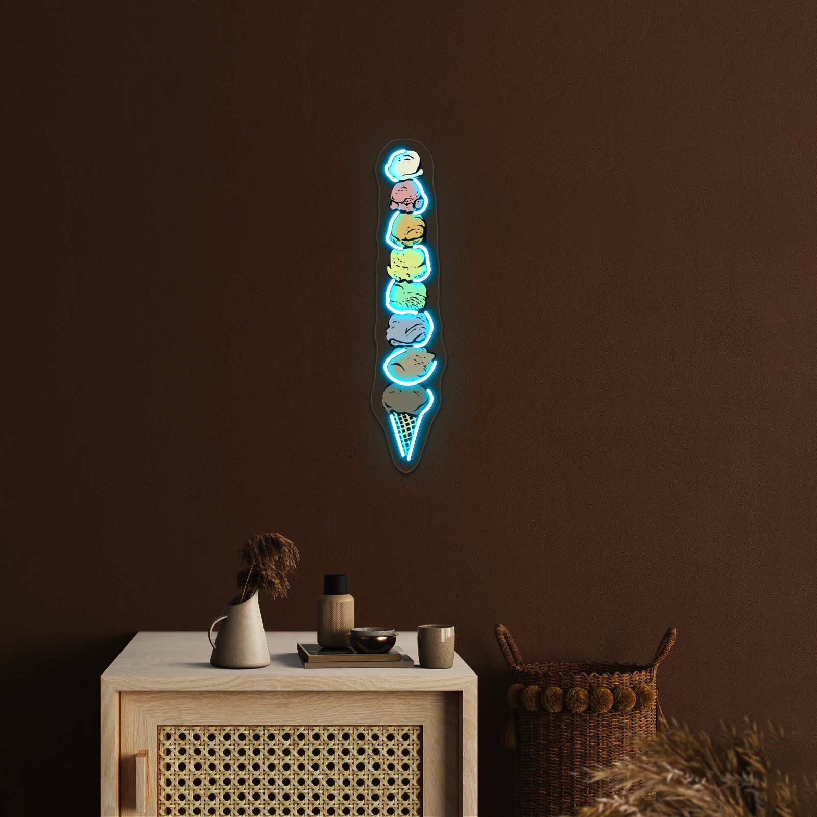 Giant Rainbow Ice Cream Cone Single Artwork Neon Led Signs