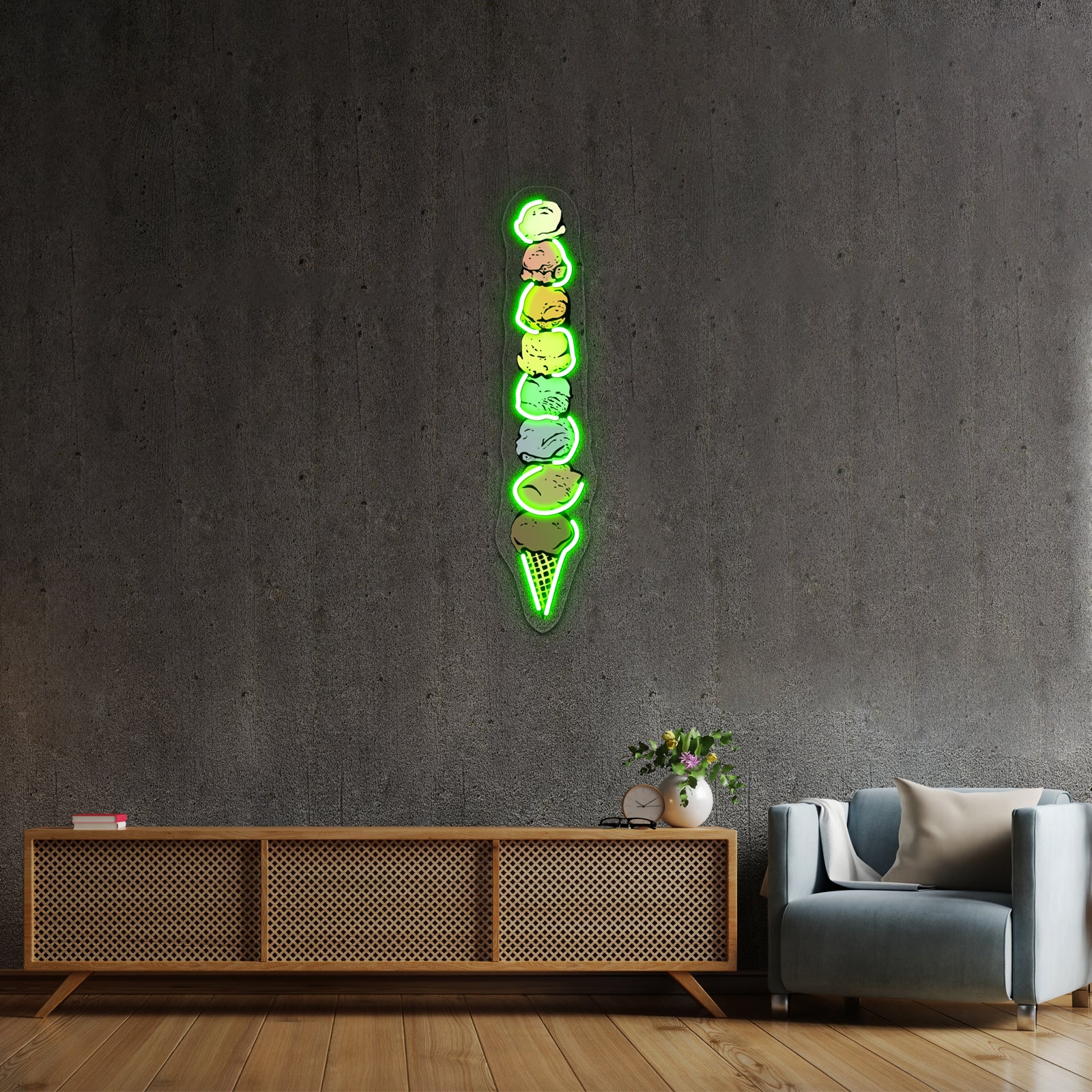 Giant Rainbow Ice Cream Cone Single Artwork Neon Led Signs