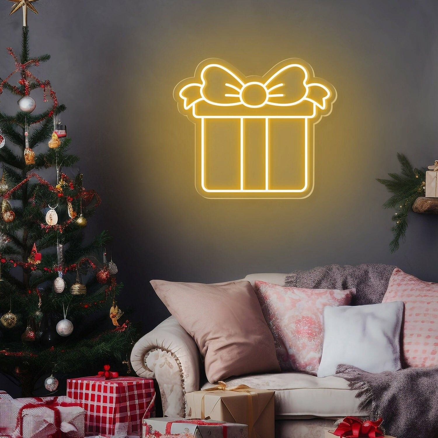 Gift Box Neon Sign For Weddings Birthdays And Home Decor | Shineneon