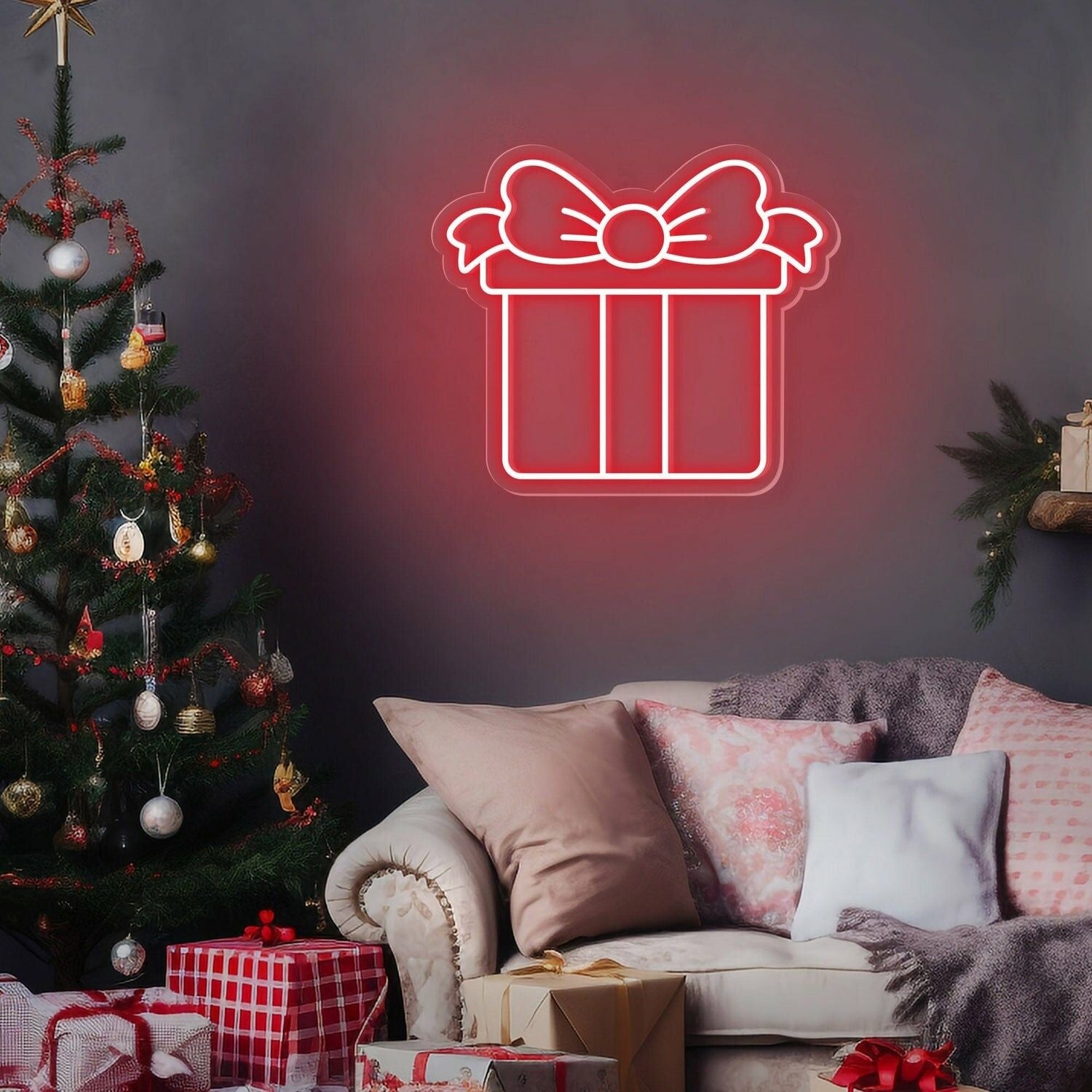 Gift Box Neon Sign For Weddings Birthdays And Home Decor | Shineneon