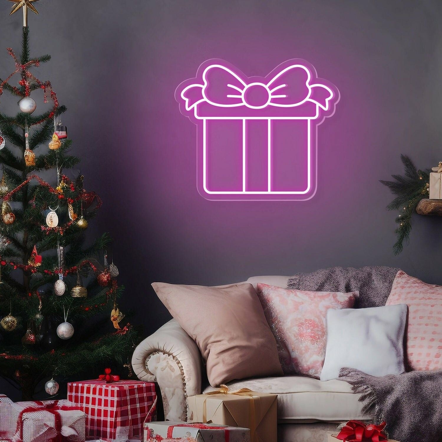Gift Box Neon Sign For Weddings Birthdays And Home Decor | Shineneon
