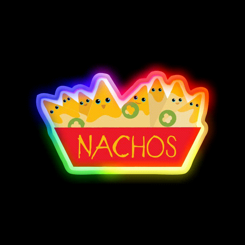 Gimme More Nachos Snack Food Led Neon Sign Rgb Color - LED neon sign close-up detail