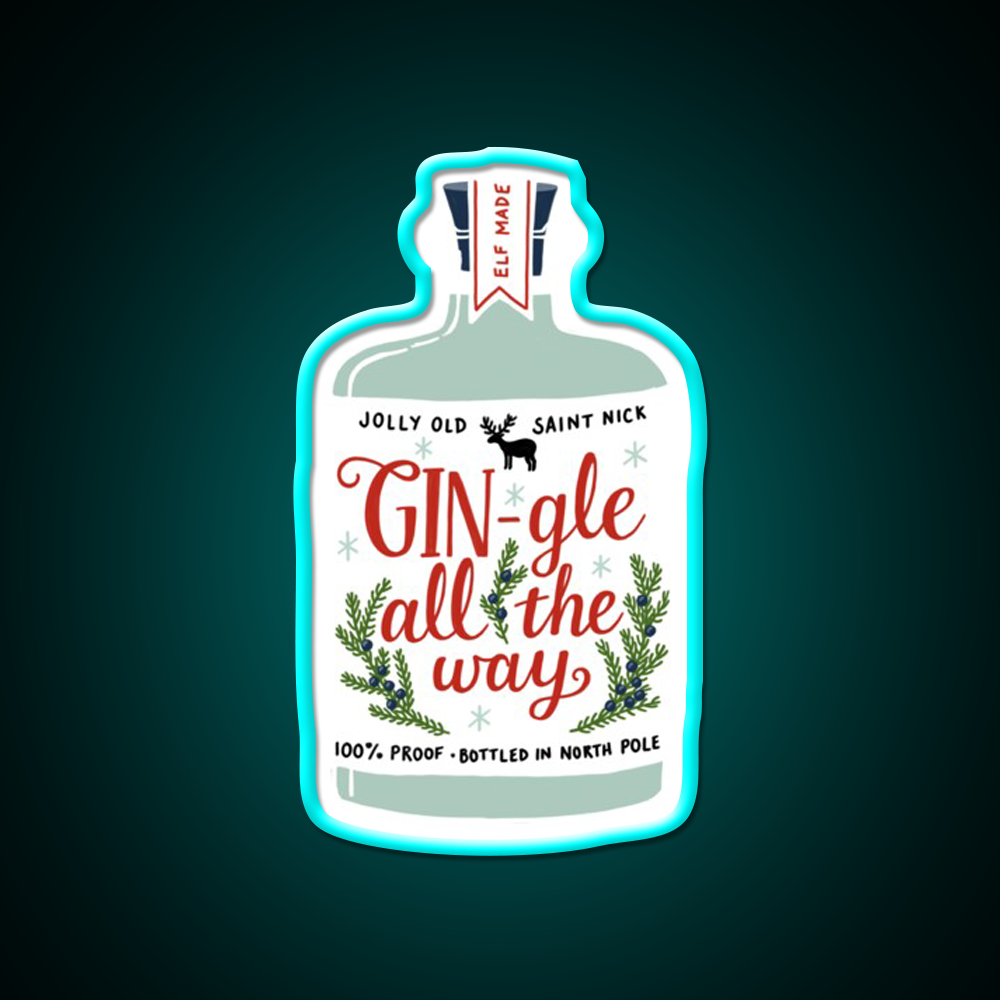 Gin Gle All The Way Cocktail Bar Decor Led Neon Sign Rgb Color - Size and dimension reference