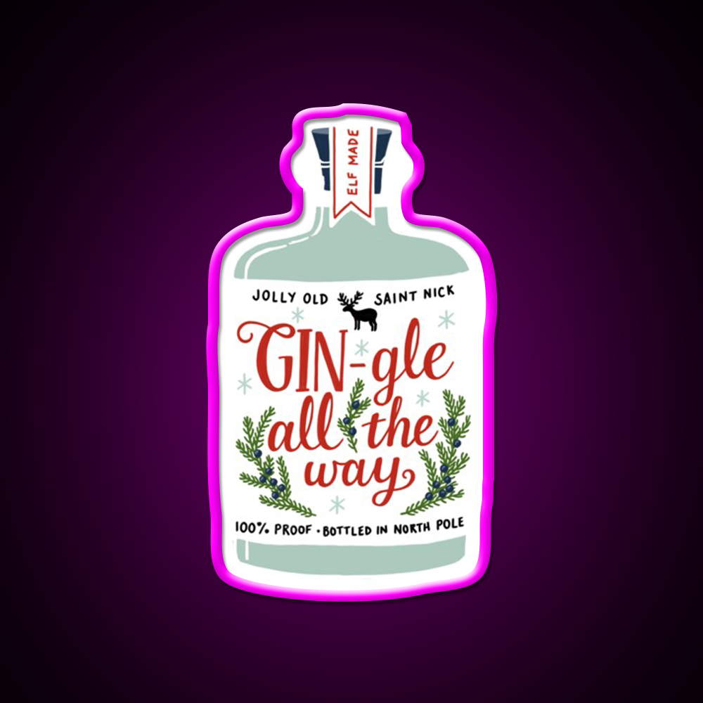 Gin Gle All The Way Cocktail Bar Decor Led Neon Sign Rgb Color