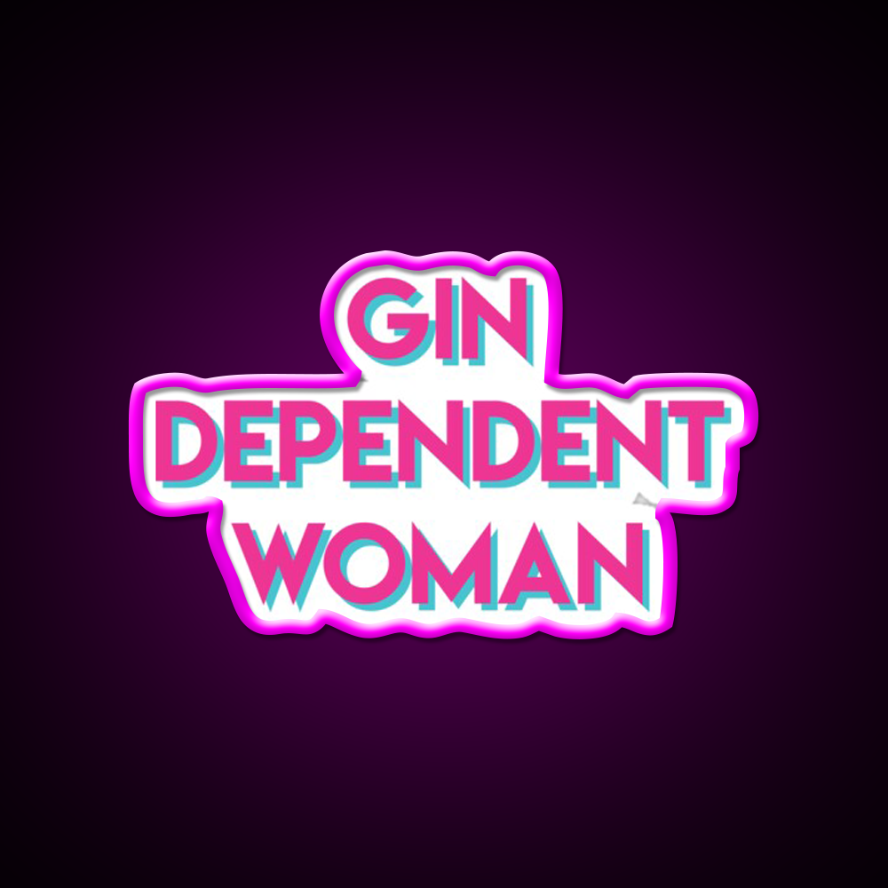 Gindependent Dependent Gin Lovers Cocktail Bar Decor Led Neon Sign Rgb Color - Neon sign mounted on wall in room