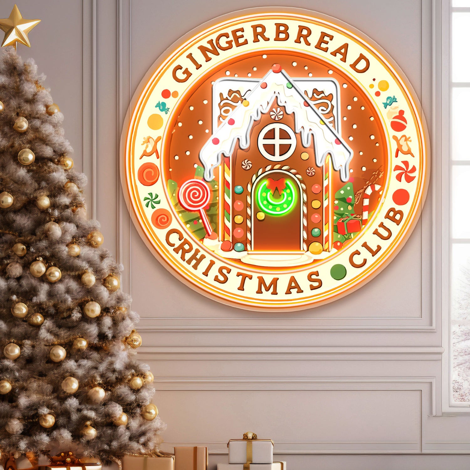 Gingerbread Christmas Club Acrylic Led Neon Sign | Shineneon