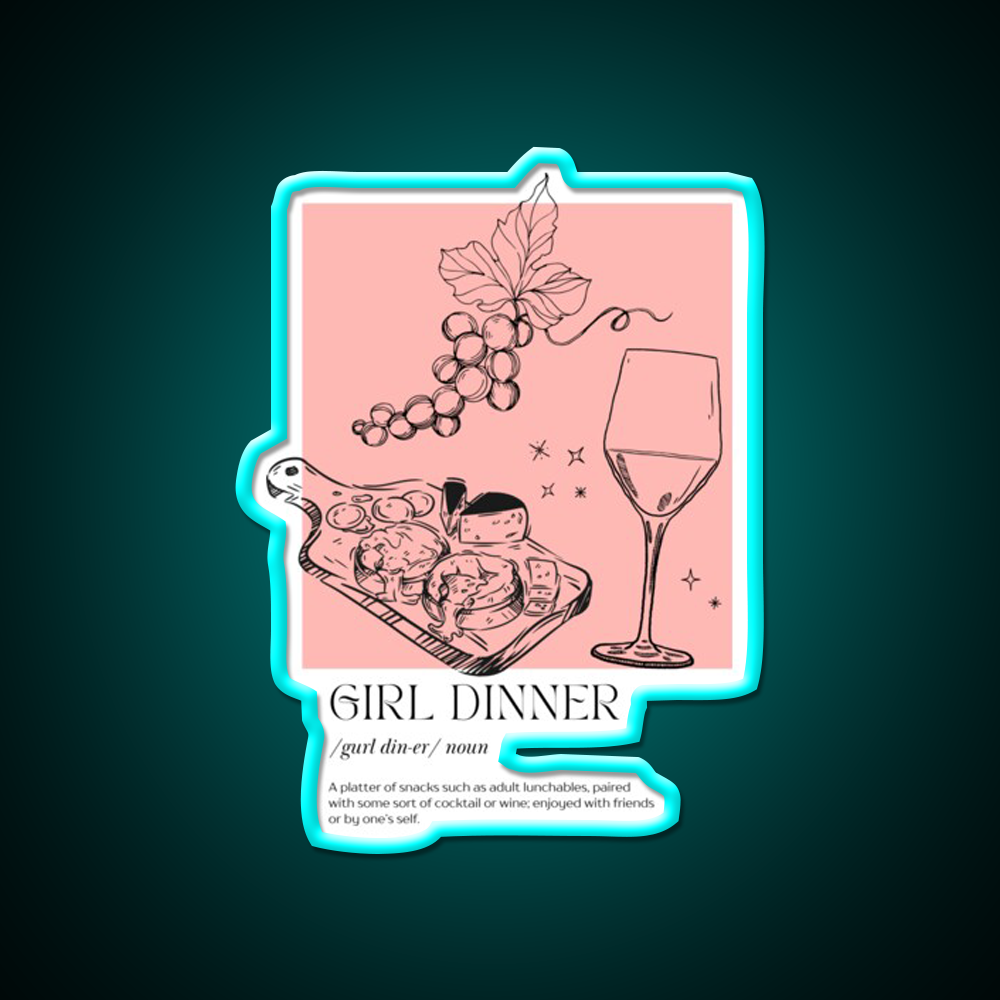 Girl Dinner Dictionary Description Cocktail Bar Decor Led Neon Sign Rgb Color - Size and dimension reference