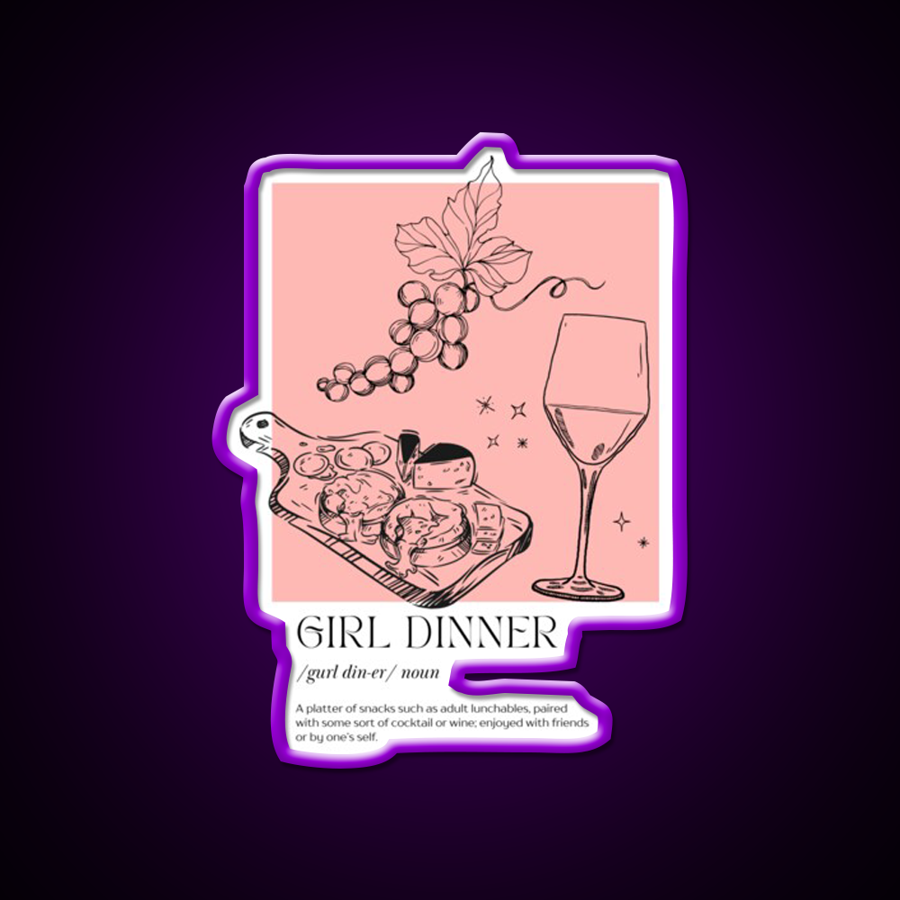 Girl Dinner Dictionary Description Cocktail Bar Decor Led Neon Sign Rgb Color - LED neon sign view 9
