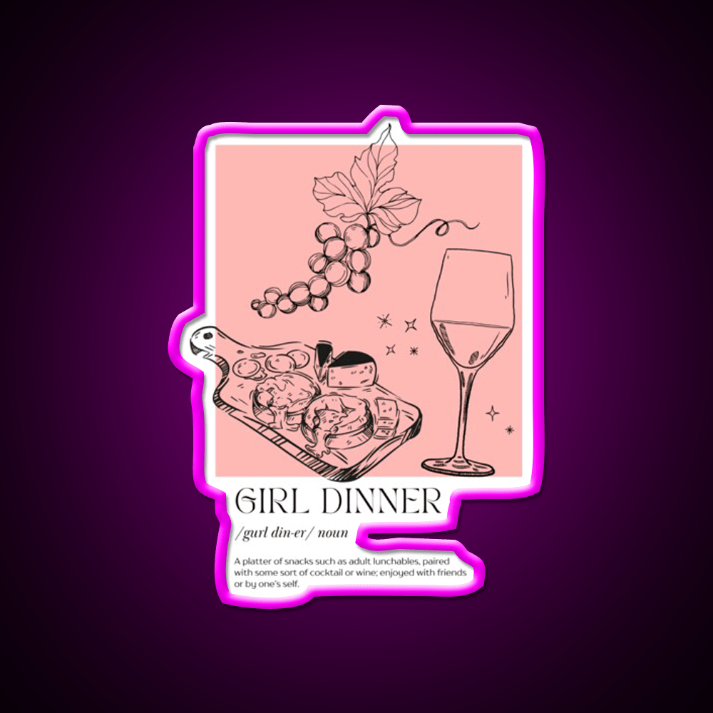Girl Dinner Dictionary Description Cocktail Bar Decor Led Neon Sign Rgb Color - Shineneon