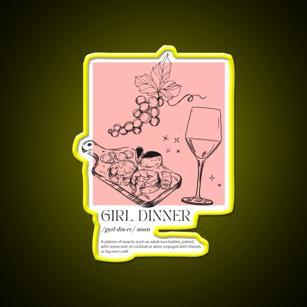 Girl Dinner Dictionary Description Cocktail Bar Decor Led Neon Sign Rgb Color - LED neon sign view 7