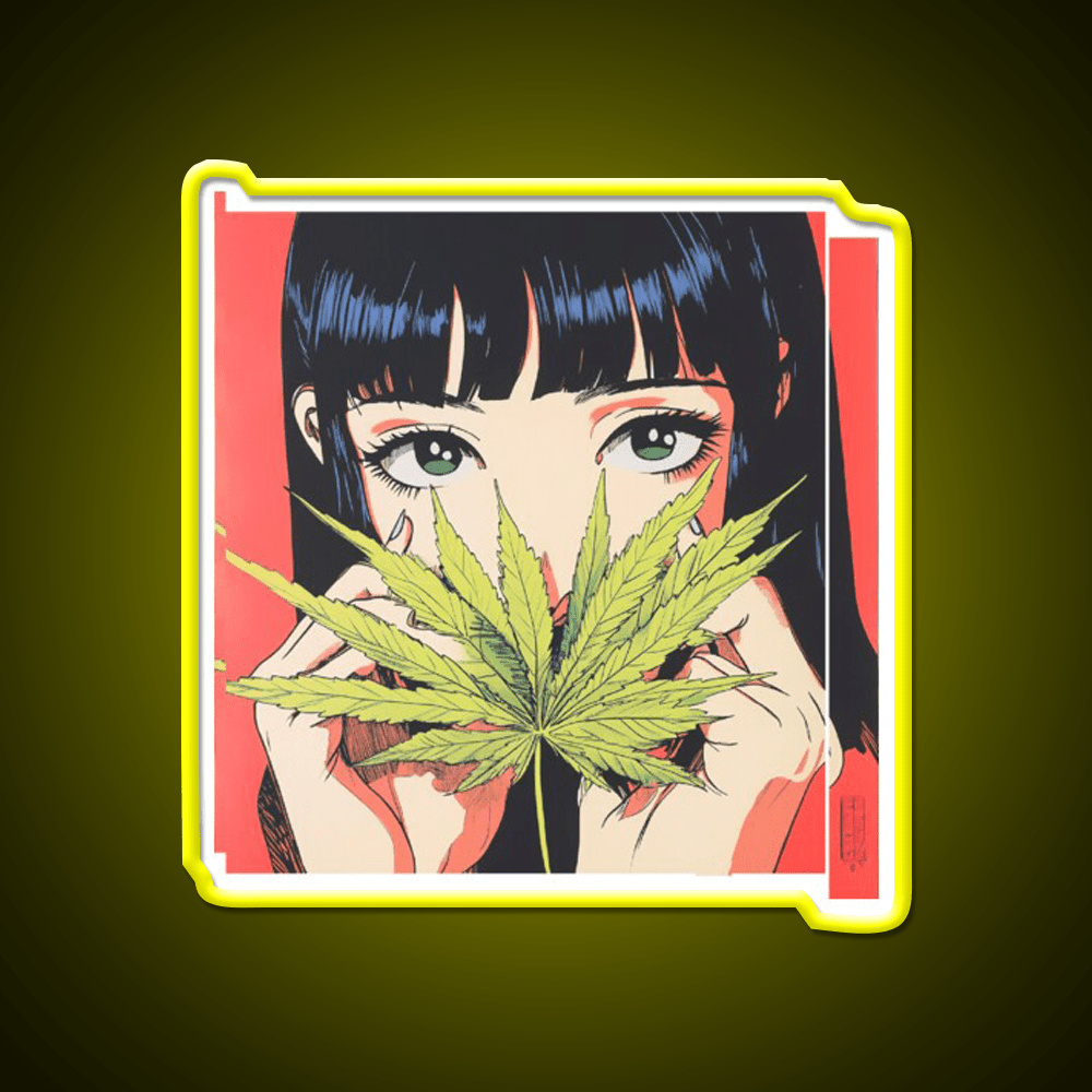 Girl Hemp Inspired Green Leaf Led Neon Sign 420 Neon Decor Rgb Color - Shineneon
