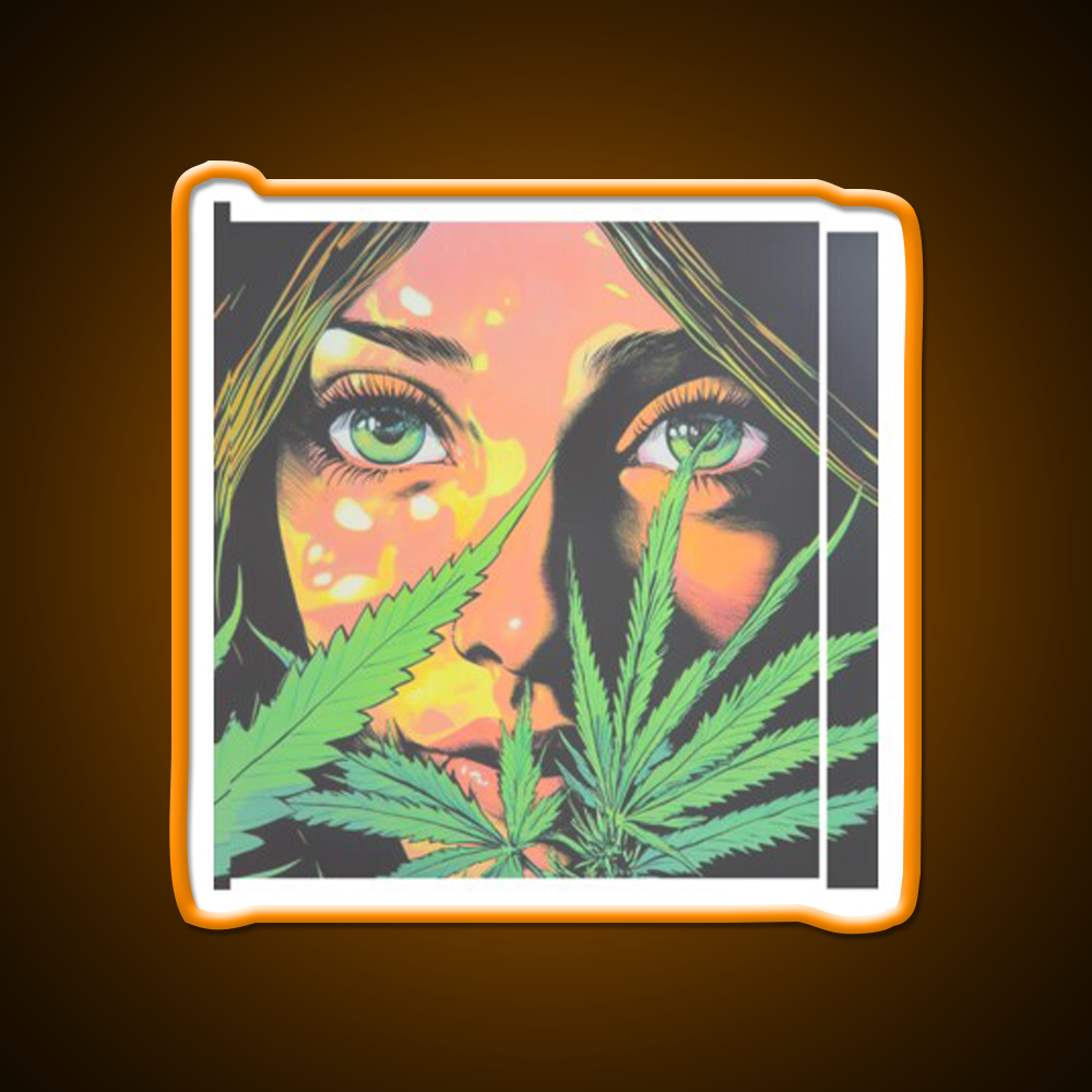 Girl Hemp Inspired Green Leaf Led Neon Sign Rgb Color - LED neon sign view 6