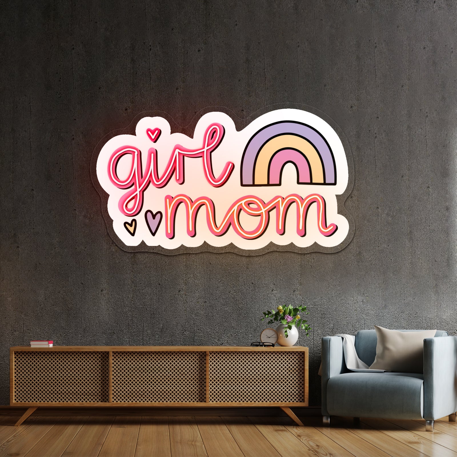 Girl Mom Rainbow Neon Signs