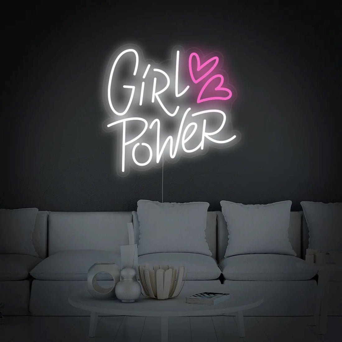 Girl Power Two Hearts Led Sign Business Neon Sign - Shineneon