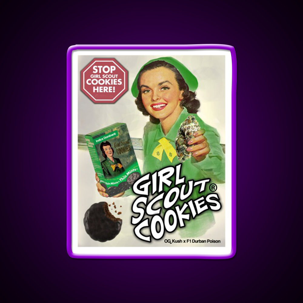 Girl Scout Cookies Hemp Inspired Green Leaf Led Neon Sign Rgb Color