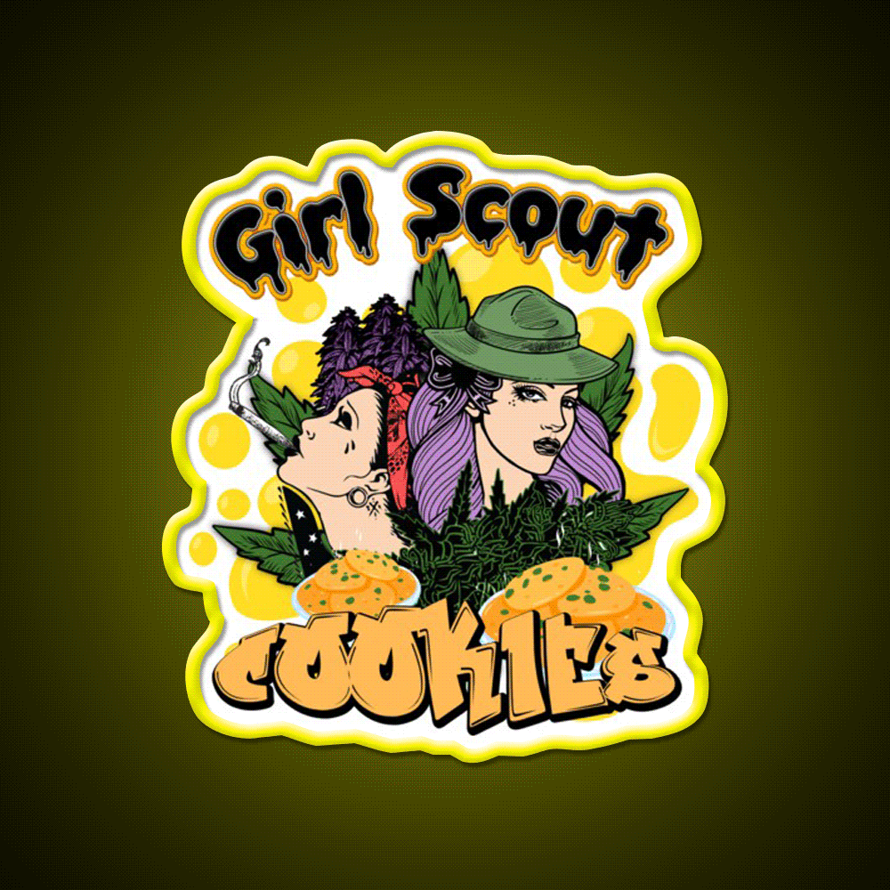 Girl Scout Cookies Weed Strain Hemp Inspired Green Leaf Led Neon Sign Rgb Color - Custom LED neon sign front view