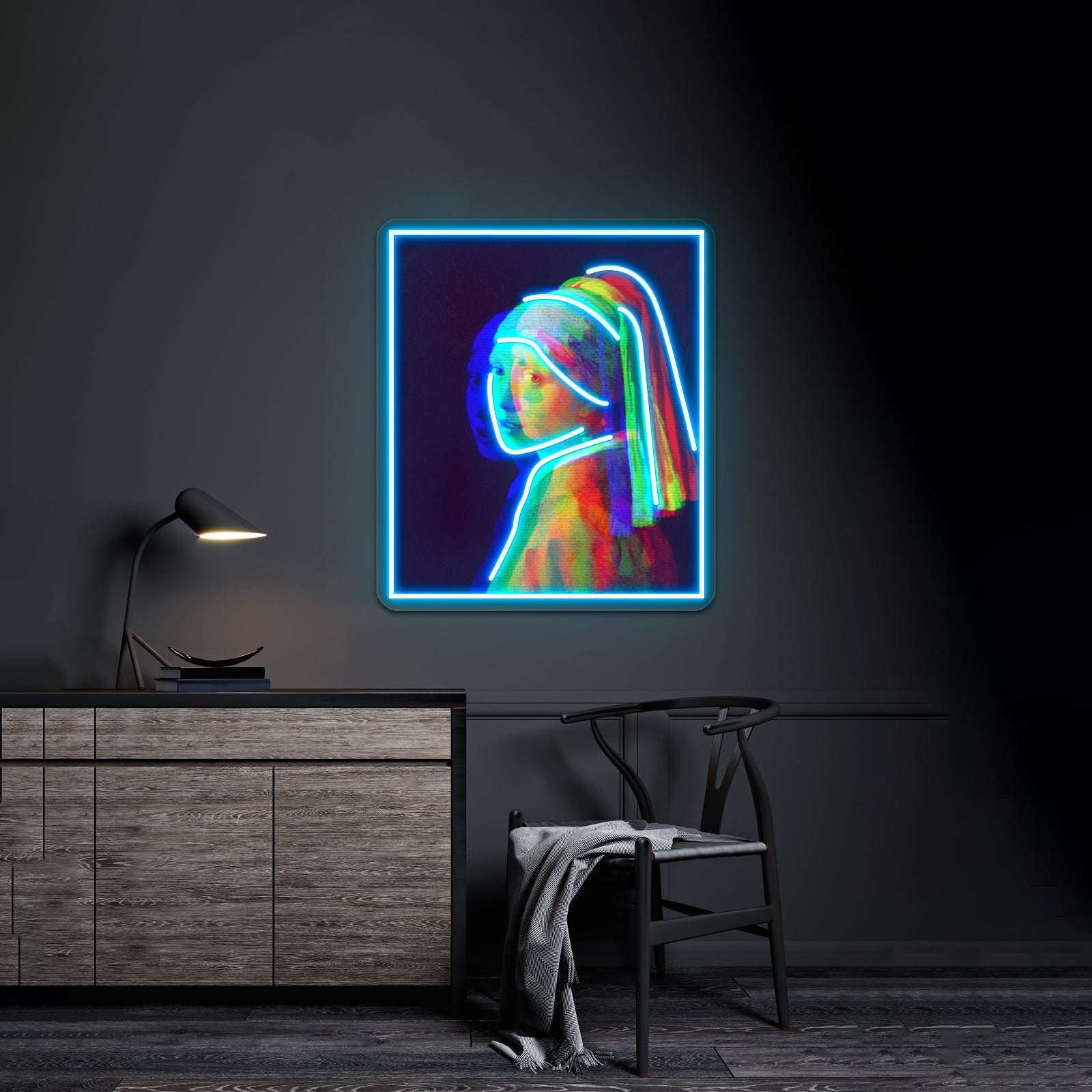 Girl With A Pearl Earring Artwork Neon Led Signs - Size and dimension reference
