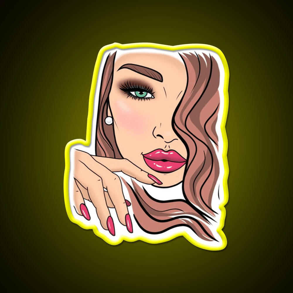 Girl Woman Face Red Lips Nail Salon Led Neon Sign Rgb Color - Shineneon