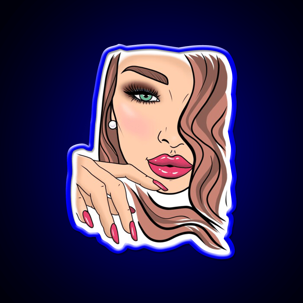 Girl Woman Face Red Lips Nail Salon Led Neon Sign Rgb Color - Shineneon