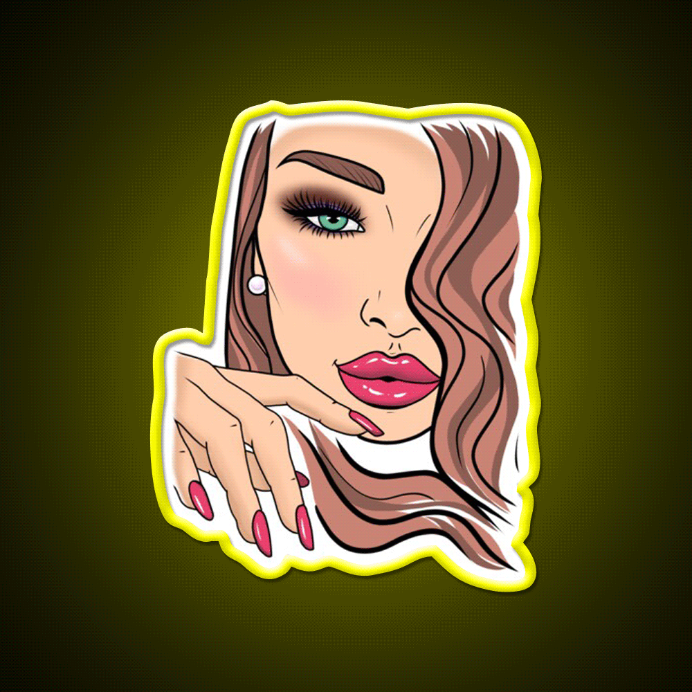 Girl Woman Face Red Lips Nail Salon Led Neon Sign Rgb Color