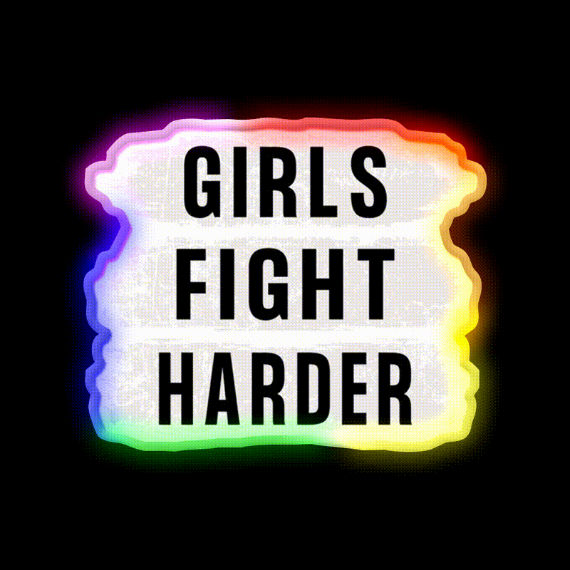 Girls Fight Harder Gym Fitness Led Neon Sign Rgb Color