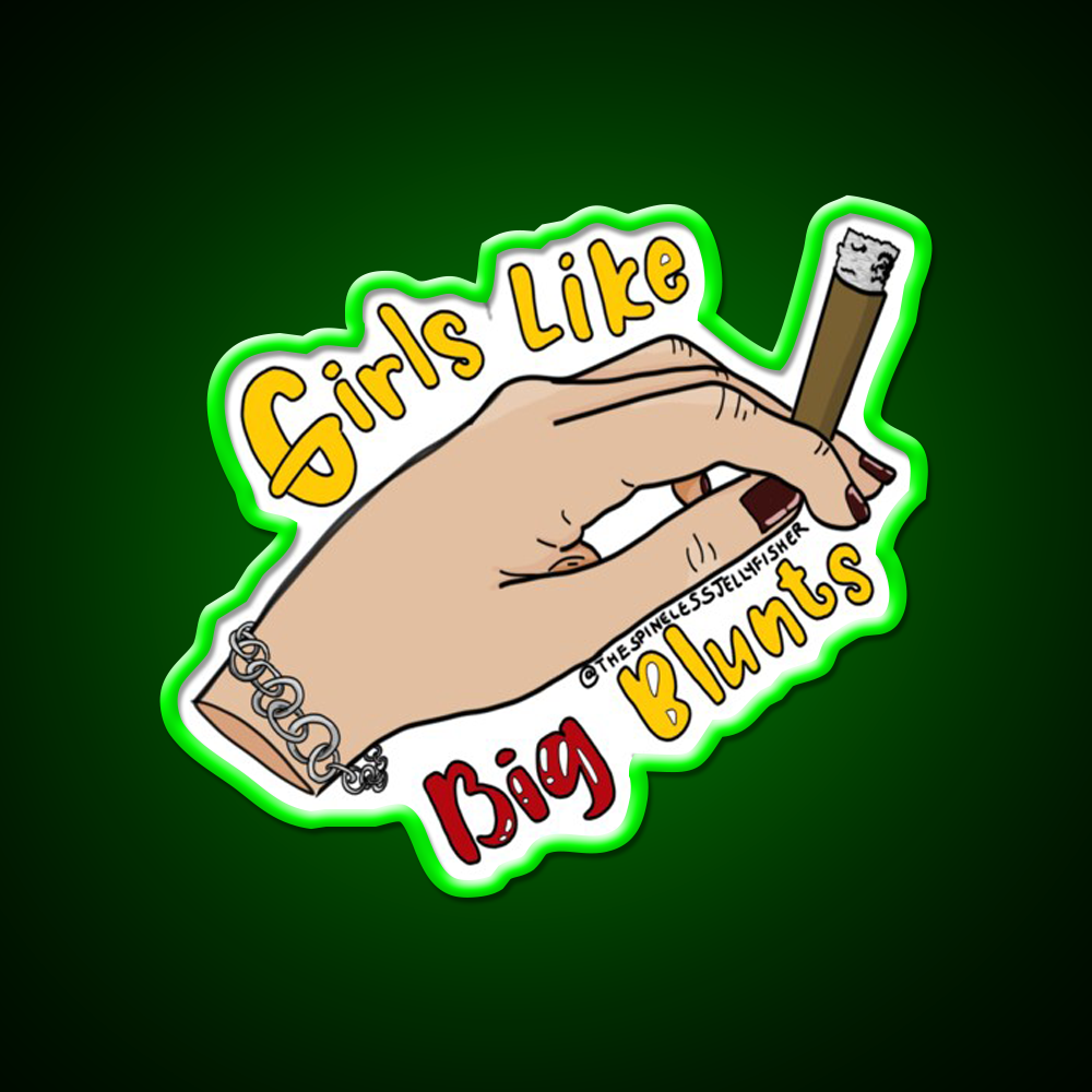 Girls Like Big Blunts Hemp Inspired Green Leaf Led Neon Sign Rgb Color - LED neon sign view 8