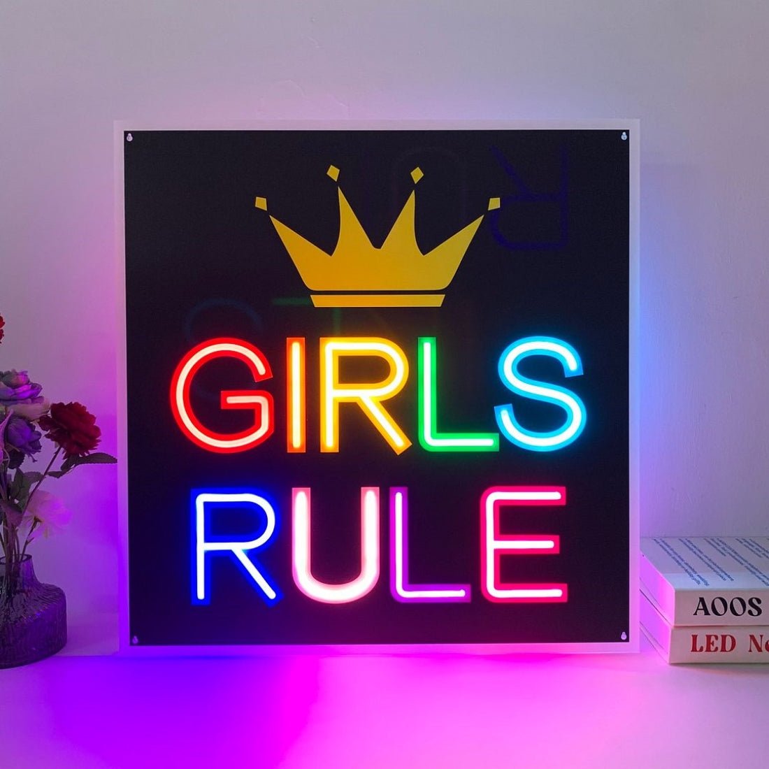 Girls Rule Queen Crown Led Sign Business Neon Signs - Shineneon