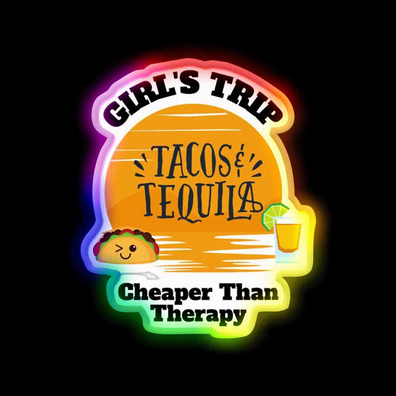 Girls Trip Than Therapy Party Drink Tequila Led Neon Sign Bar Led Sign Rgb Color - LED neon sign close-up detail