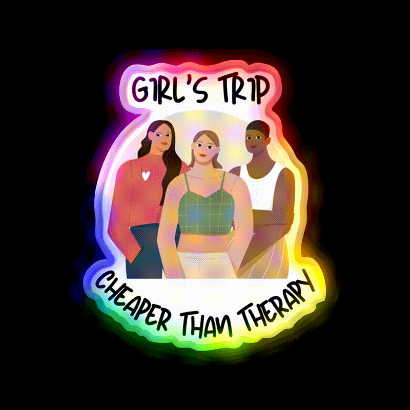 Girls Trip Than Therapy Party Drink Tequila Led Neon Sign Bar Neon Sign Rgb Color - LED neon sign close-up detail