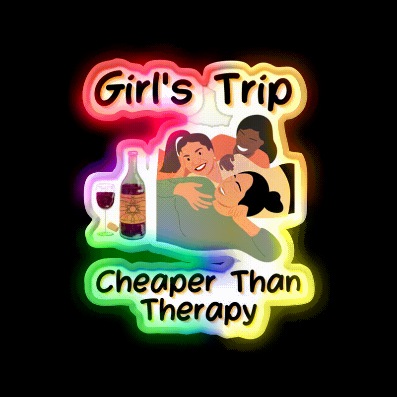 Girls Trip Than Therapy Party Drink Tequila Led Neon Sign Bar Wall Art Rgb Color - LED neon sign close-up detail