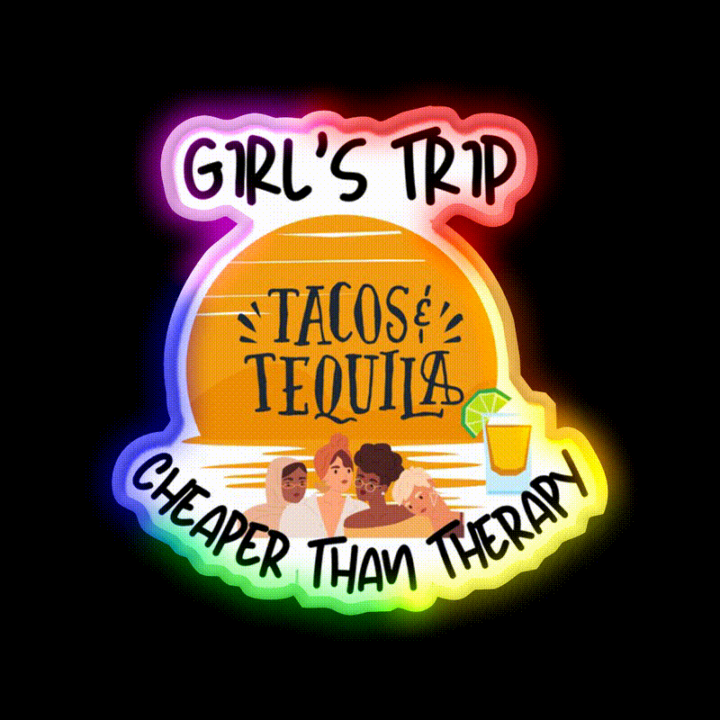 Girls Trip Than Therapy Party Drink Tequila Led Neon Sign Business Neon Sign Rgb Color - LED neon sign close-up detail