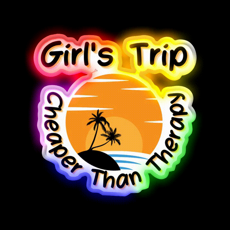 Girls Trip Than Therapy Party Drink Tequila Led Neon Sign Rgb Color - LED neon sign close-up detail