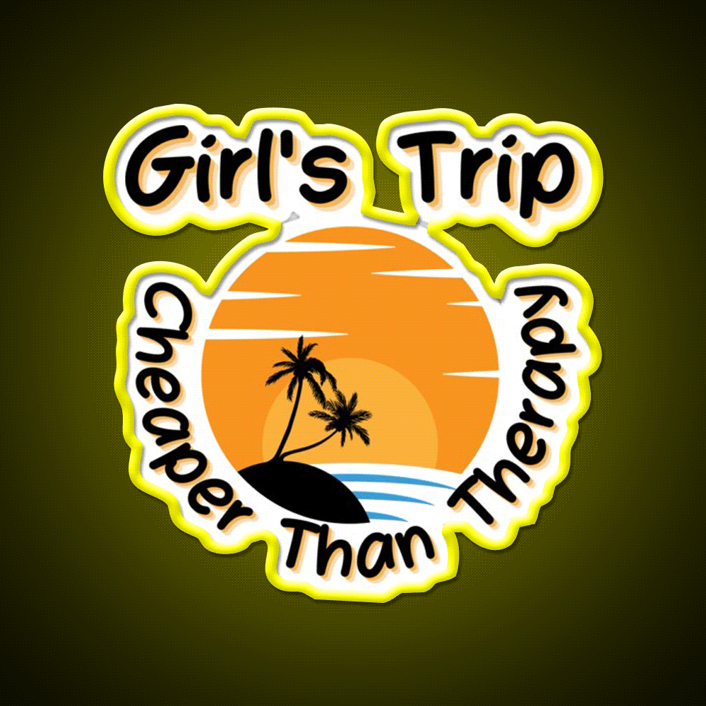 Girls Trip Than Therapy Party Drink Tequila Led Neon Sign Rgb Color - Custom LED neon sign front view
