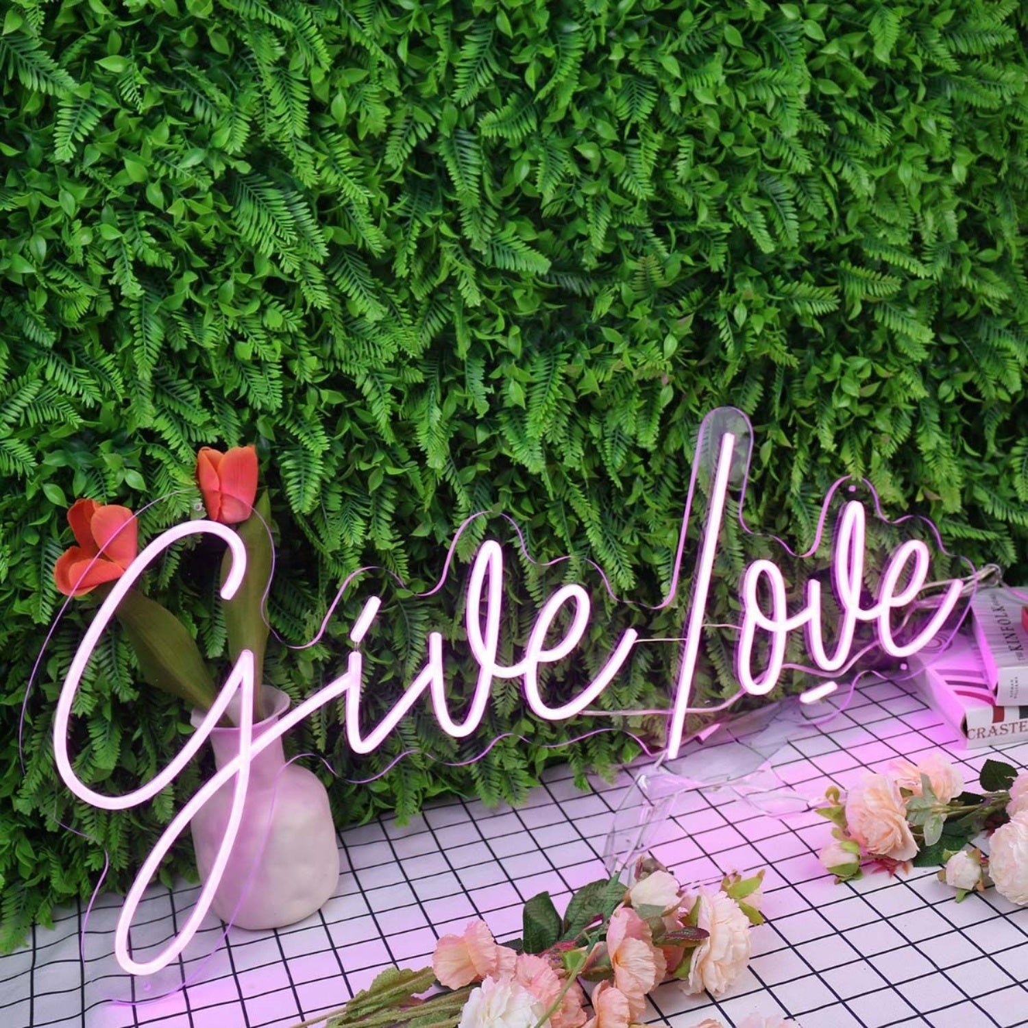 Give Love Purple Led Neon Sign - Shineneon