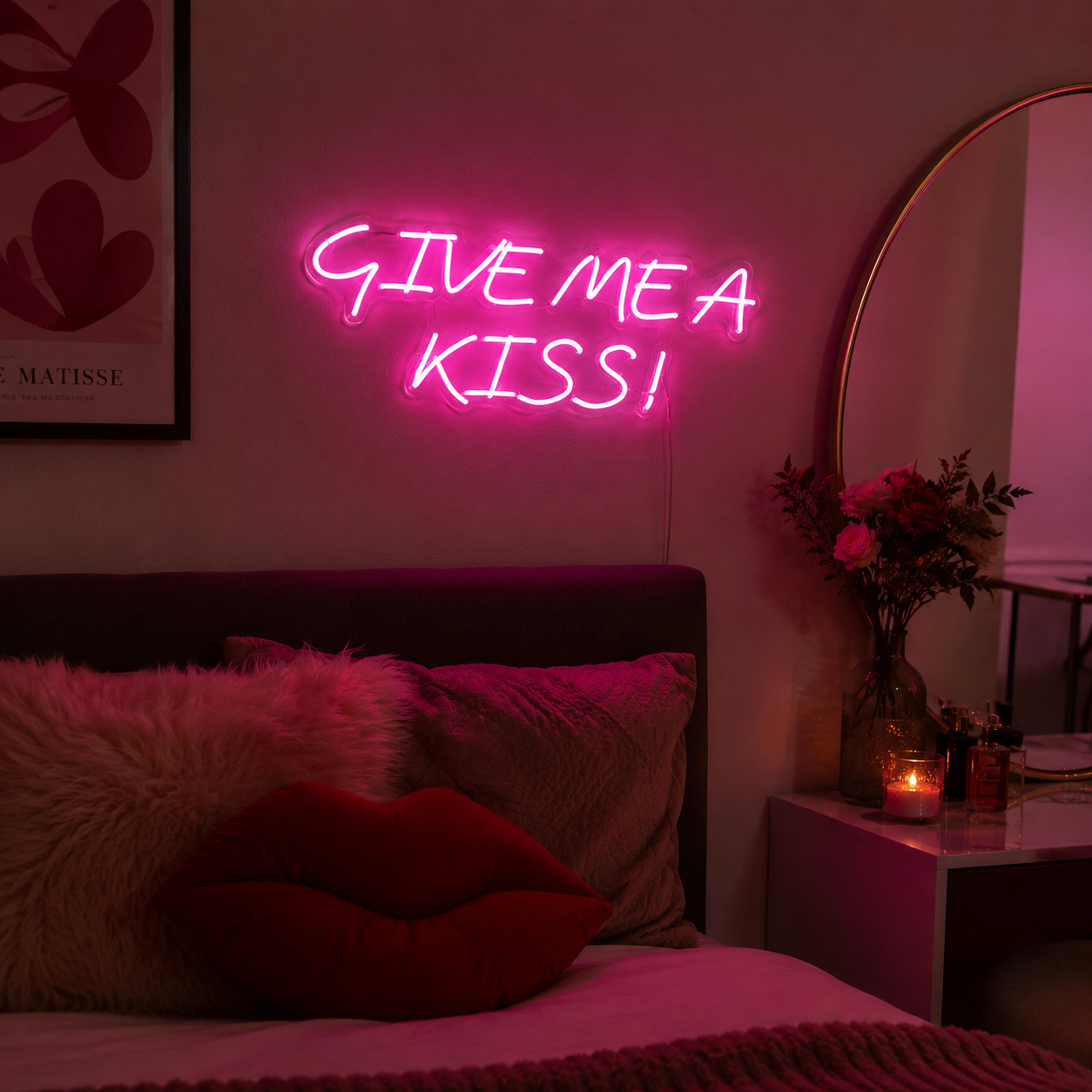 Give Me A Kiss LED Neon Sign - 03 Real Lifestyle Scene