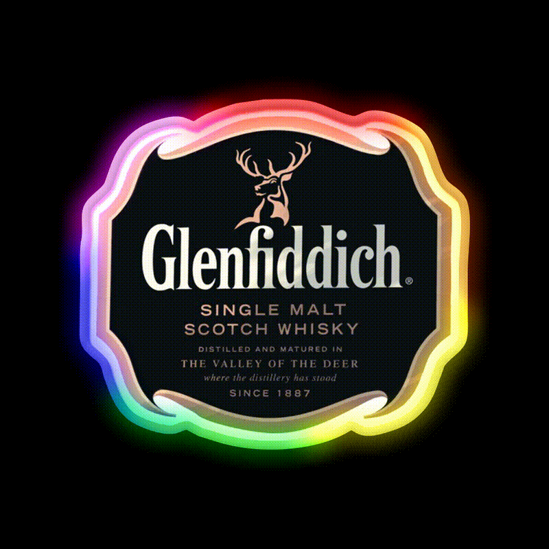 Glenfiddich Distillery Whiskey Drink Bar Led Neon Sign Wall Art Rgb Color