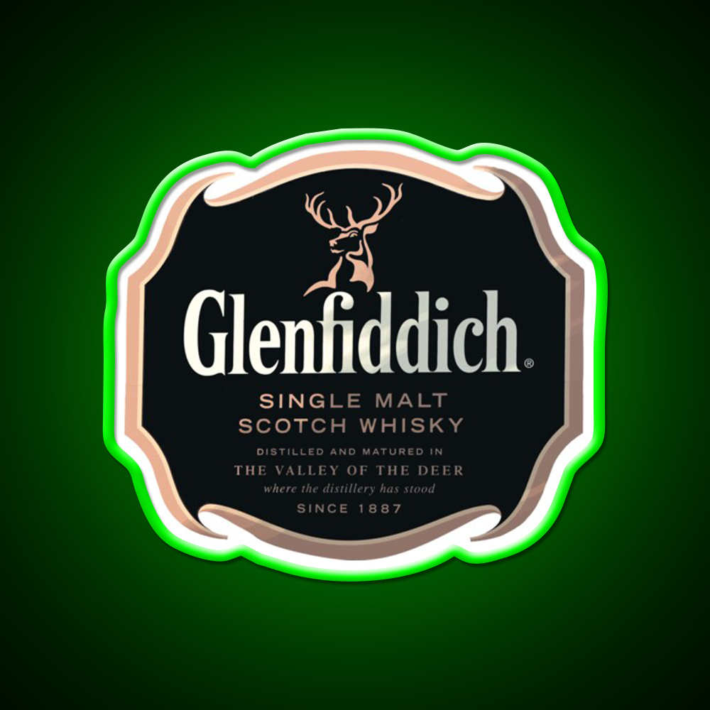 Glenfiddich Distillery Whiskey Drink Bar Led Neon Sign Wall Art Rgb Color