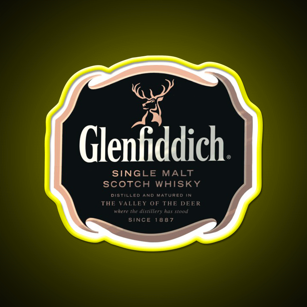 Glenfiddich Distillery Whiskey Drink Bar Led Neon Sign Wall Art Rgb Color